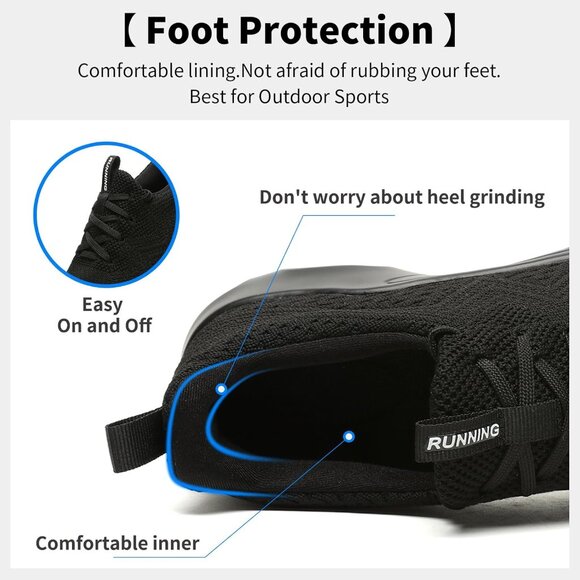 Women's Black Lightweight Mesh Running Sneakers Walking Athletic Shoes - Picture 4 of 7